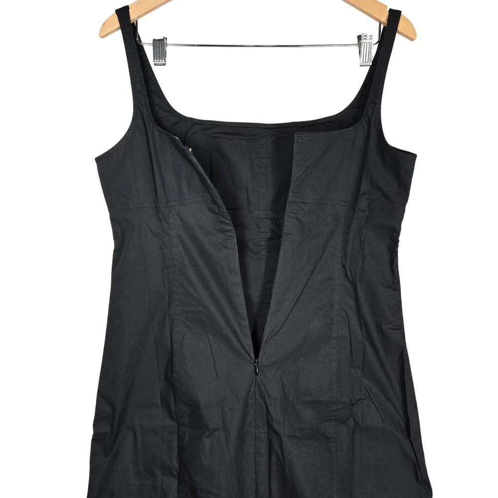 J Crew Squareneck seamed midi dress in Black CK812 8 NWT Cotton Blend Sleeveless